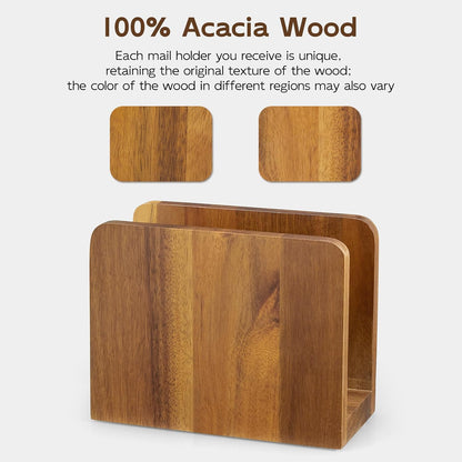 Acacia Wood Mail Organizer, Mail Holder for Desk, Letter Holder for Countertop, Small Envelope Holder, Desk Organizers and Accessories for Home Office