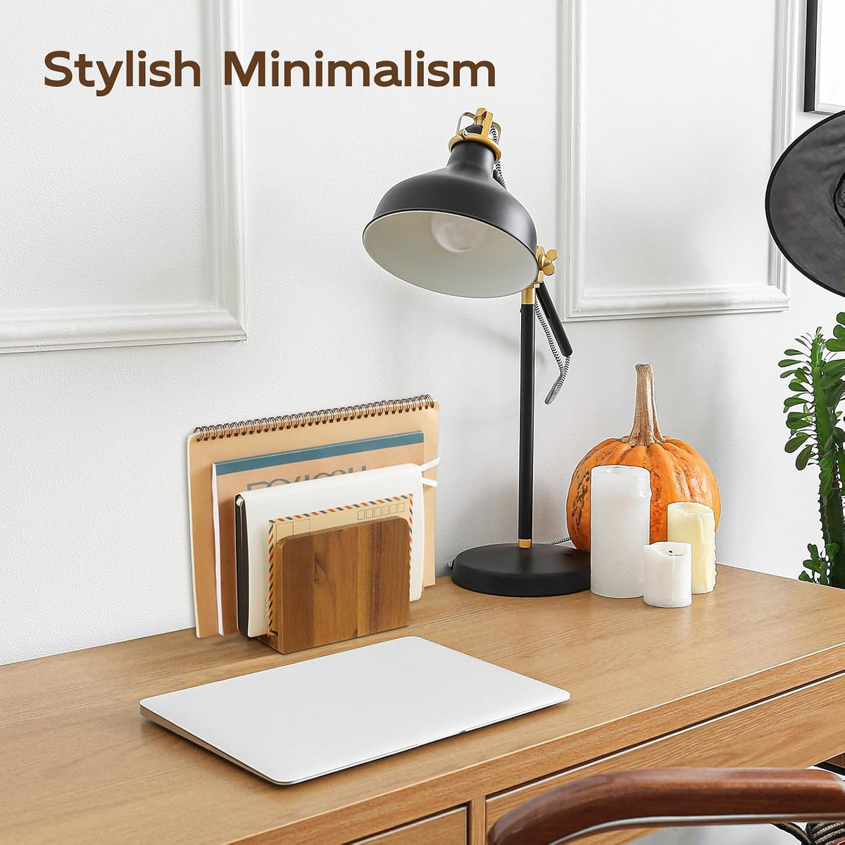 Acacia Wood Mail Organizer, Mail Holder for Desk, Letter Holder for Countertop, Small Envelope Holder, Desk Organizers and Accessories for Home Office