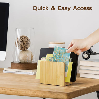 Acacia Wood Mail Organizer, Mail Holder for Desk, Letter Holder for Countertop, Small Envelope Holder, Desk Organizers and Accessories for Home Office