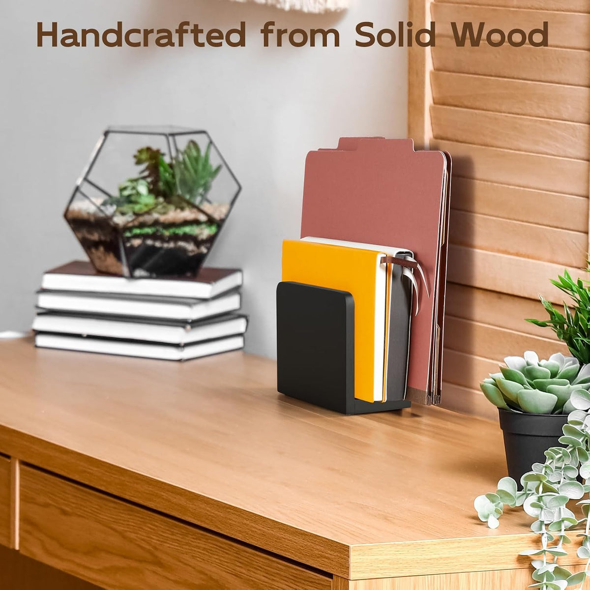 Acacia Wood Mail Organizer, Mail Holder for Desk, Letter Holder for Countertop, Small Envelope Holder, Desk Organizers and Accessories for Home Office