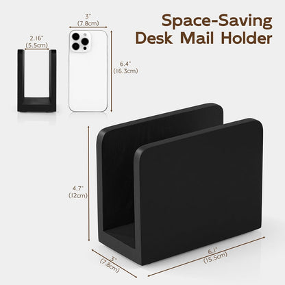 Acacia Wood Mail Organizer, Mail Holder for Desk, Letter Holder for Countertop, Small Envelope Holder, Desk Organizers and Accessories for Home Office