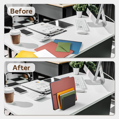 Acacia Wood Mail Organizer, Mail Holder for Desk, Letter Holder for Countertop, Small Envelope Holder, Desk Organizers and Accessories for Home Office