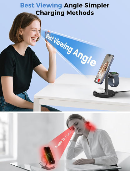 3 in 1 Magnetic Wireless Charging Station for Magsafe Charger Stand