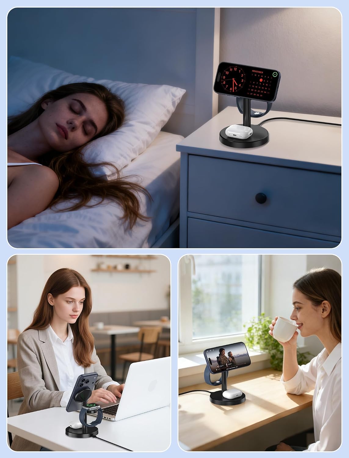 3 in 1 Magnetic Wireless Charging Station for Magsafe Charger Stand