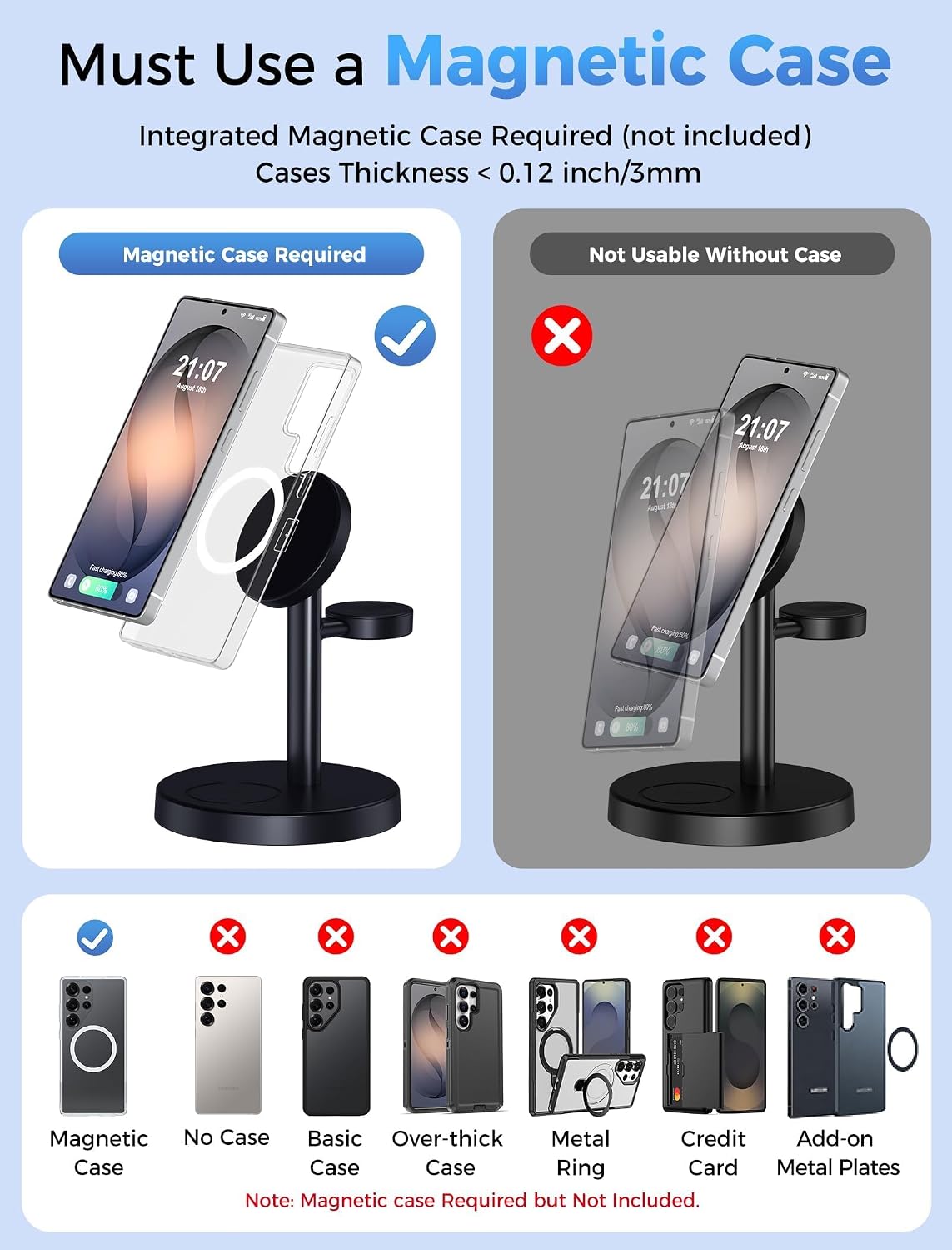 3 in 1 Magnetic Wireless Charging Station for Magsafe Charger Stand