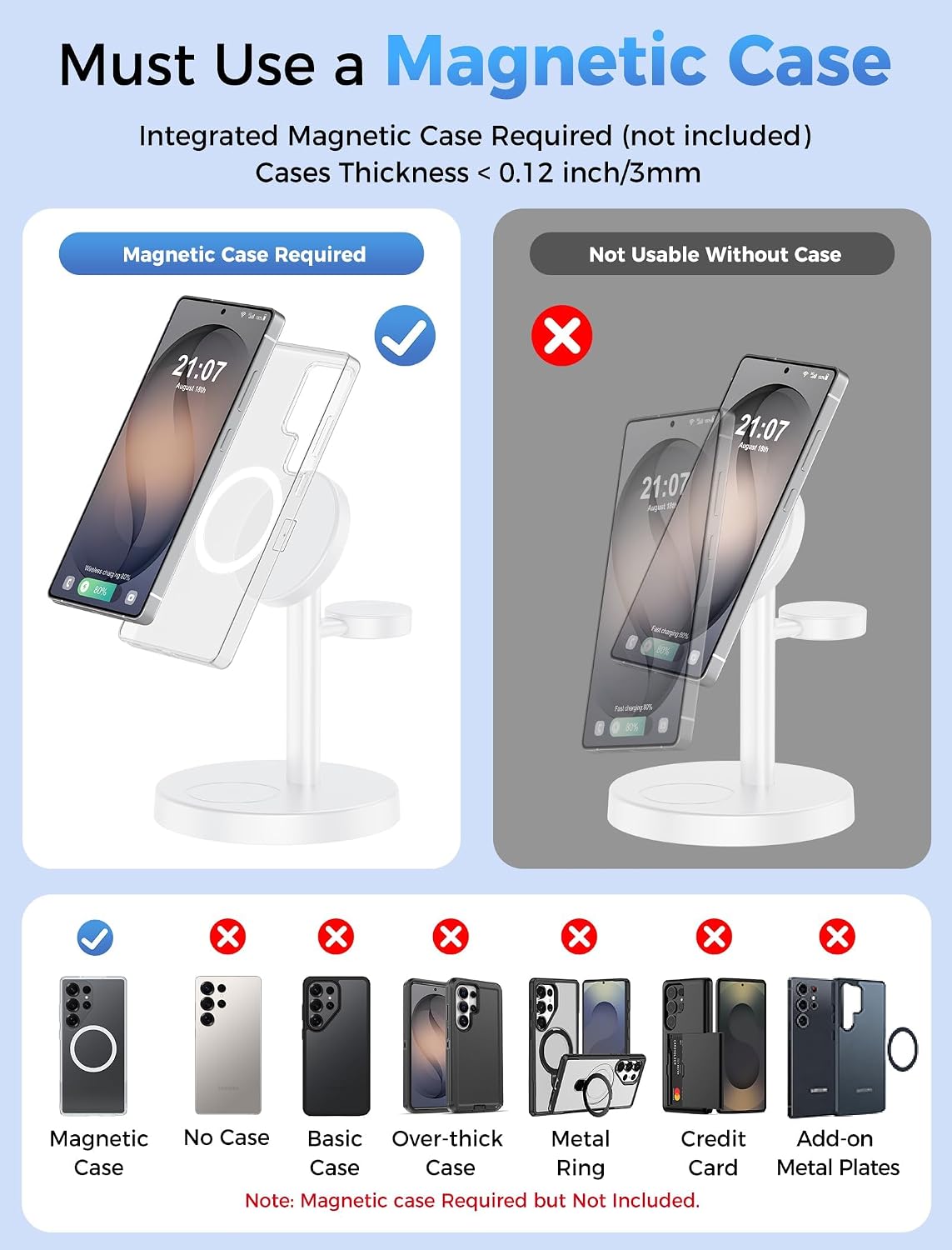 3 in 1 Magnetic Wireless Charging Station for Magsafe Charger Stand
