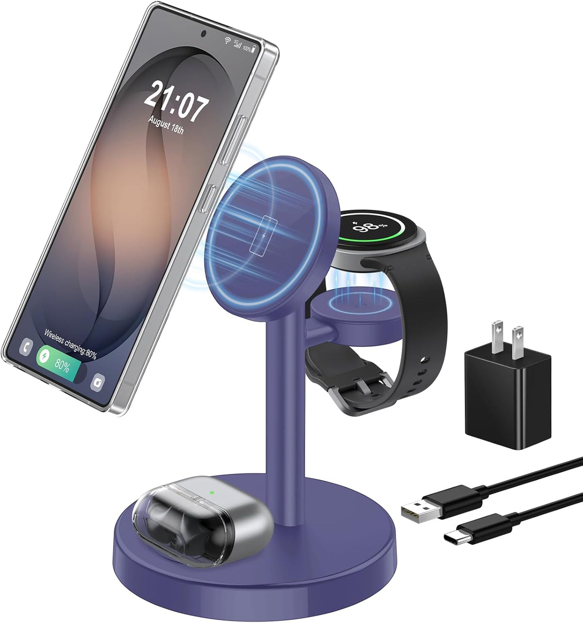 3 in 1 Magnetic Wireless Charging Station for Magsafe Charger Stand