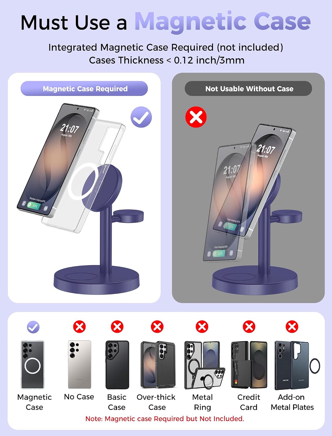 3 in 1 Magnetic Wireless Charging Station for Magsafe Charger Stand