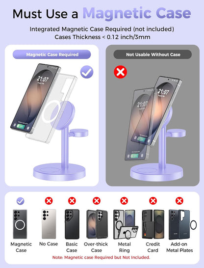 3 in 1 Magnetic Wireless Charging Station for Magsafe Charger Stand