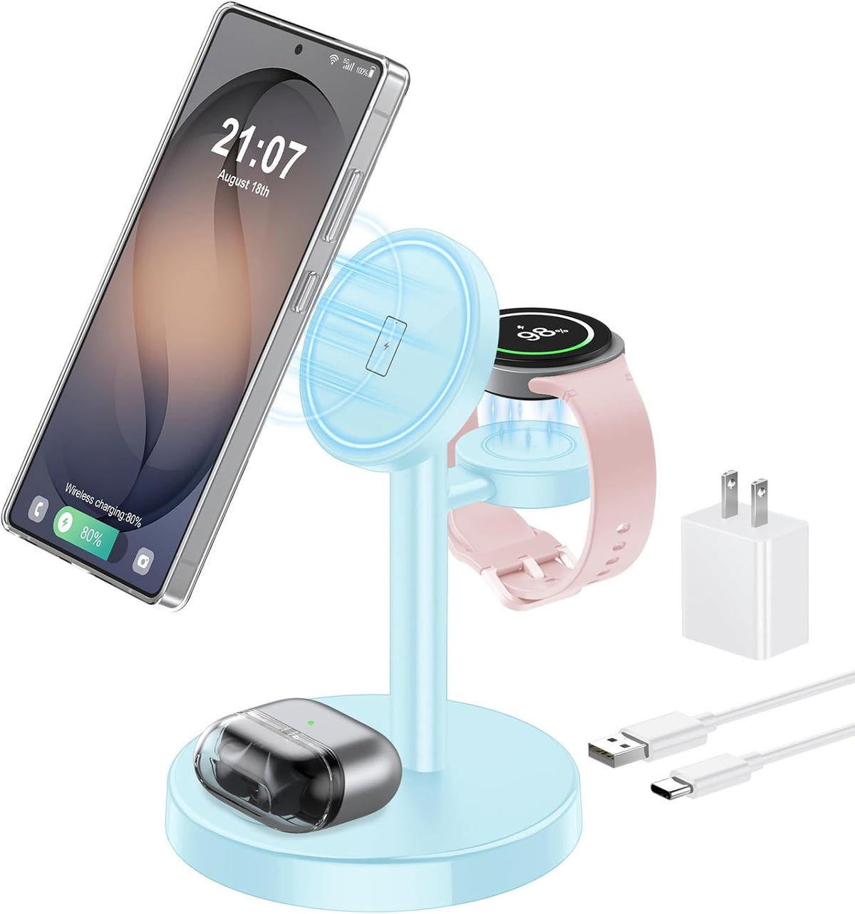 3 in 1 Magnetic Wireless Charging Station for Magsafe Charger Stand