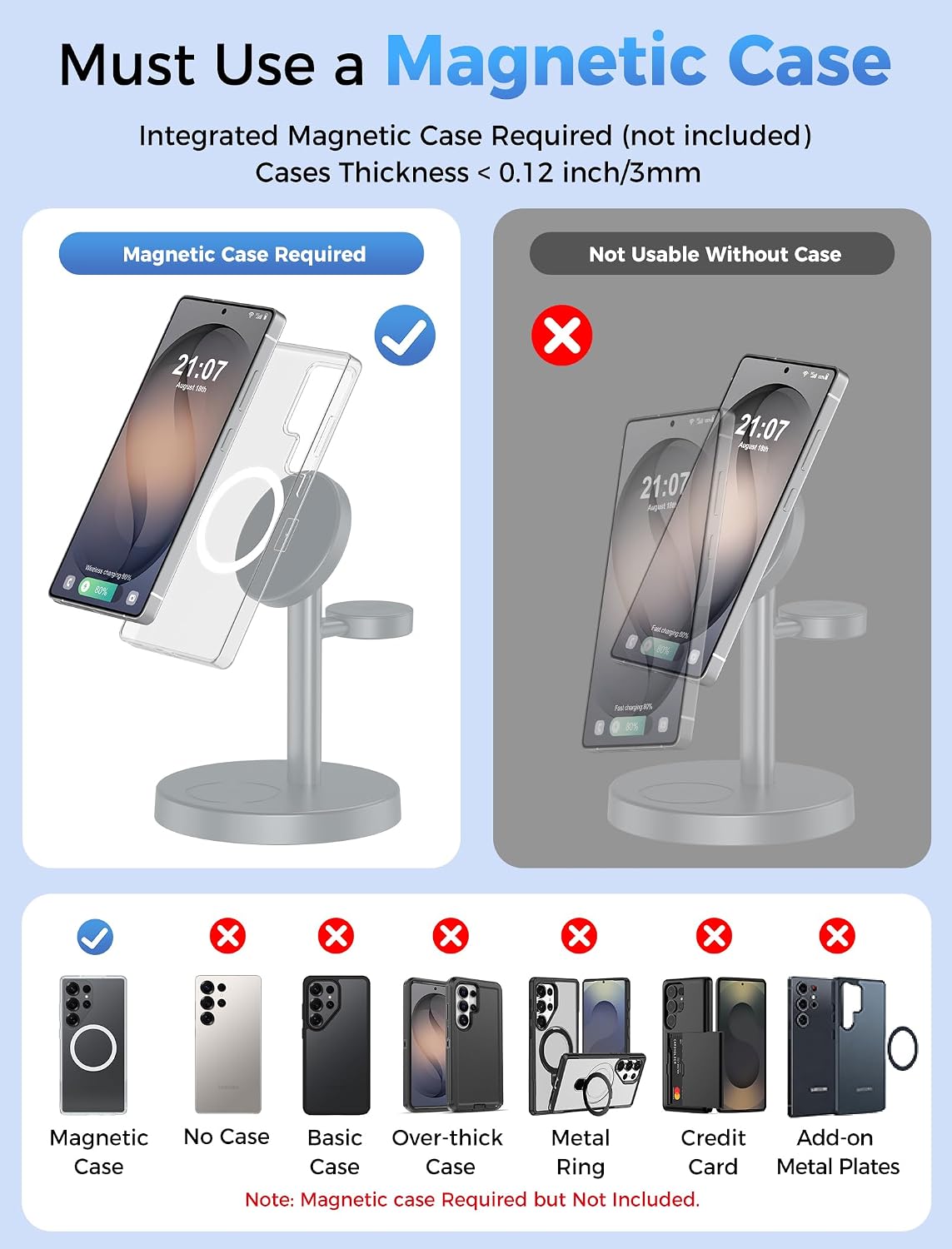 3 in 1 Magnetic Wireless Charging Station for Magsafe Charger Stand
