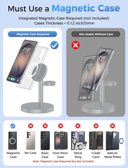 3 in 1 Magnetic Wireless Charging Station for Magsafe Charger Stand
