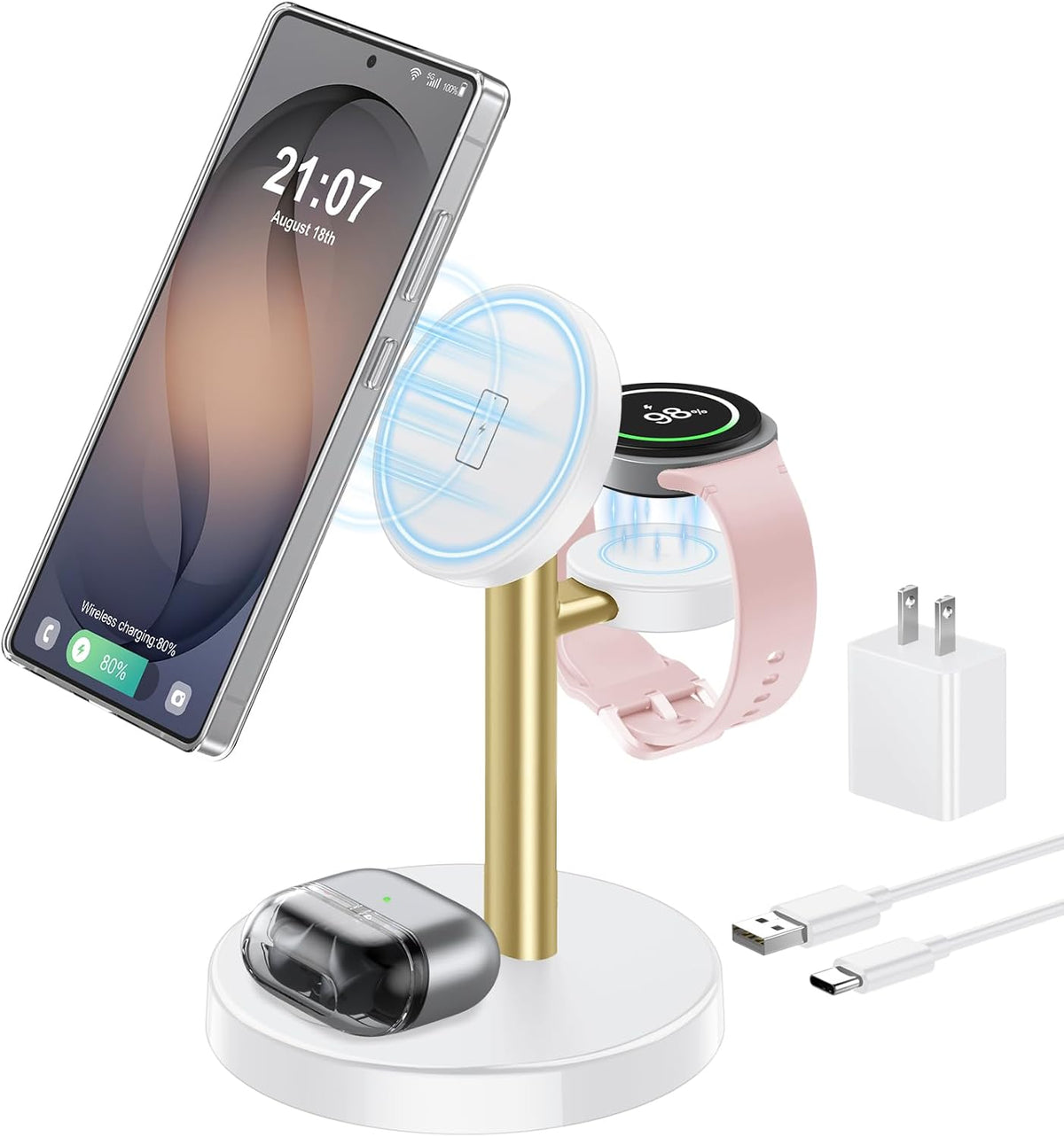 3 in 1 Magnetic Wireless Charging Station for Magsafe Charger Stand