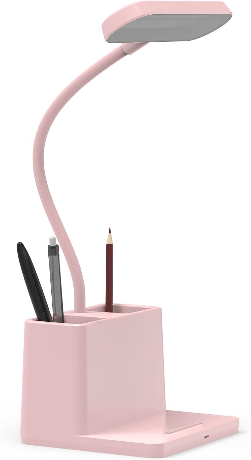 AXX Black LED Desk Lamp, Battery Operated Small Table Light for Dorm Room