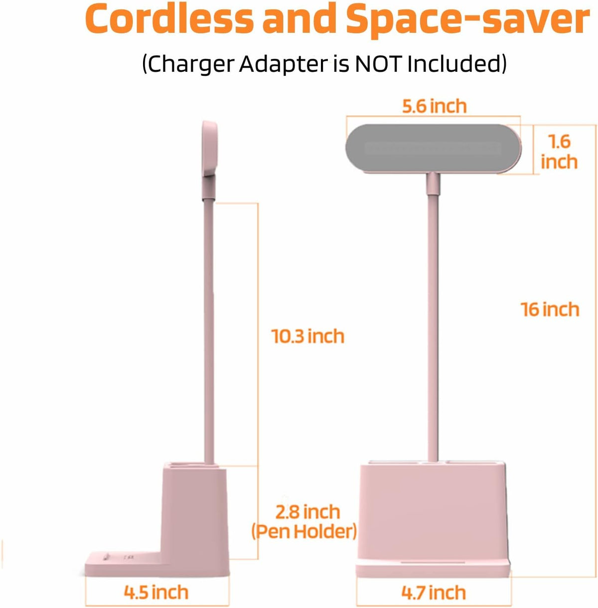 AXX Black LED Desk Lamp, Battery Operated Small Table Light for Dorm Room