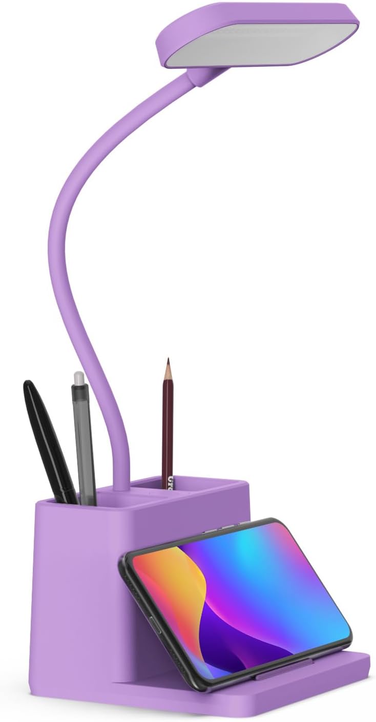 AXX Black LED Desk Lamp, Battery Operated Small Table Light for Dorm Room