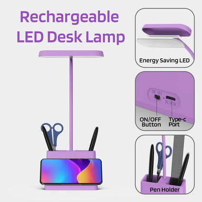 AXX Black LED Desk Lamp, Battery Operated Small Table Light for Dorm Room