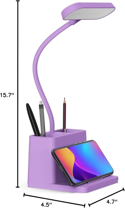 AXX Black LED Desk Lamp, Battery Operated Small Table Light for Dorm Room