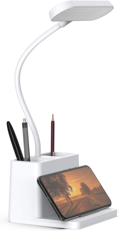 AXX Black LED Desk Lamp, Battery Operated Small Table Light for Dorm Room
