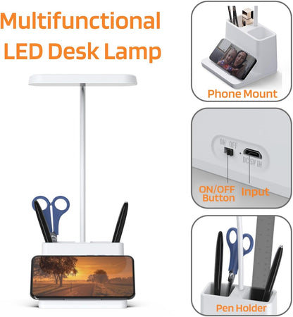AXX Black LED Desk Lamp, Battery Operated Small Table Light for Dorm Room