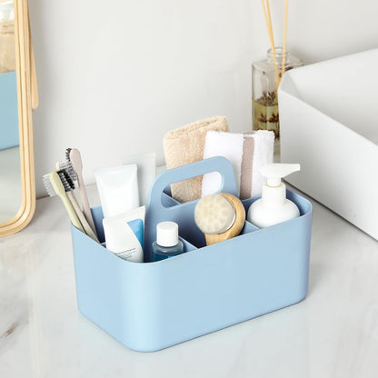Multiuse Caddy Organizer with Handle, Portable Divided Plastic Tote Bin - Art Craft, Stationary Pen Marker Crayons, Makeup Hair Supplies Storage - Bathroom, Classroom, Dorm, Office, Desk Holder -Black