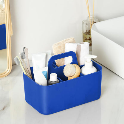 Multiuse Caddy Organizer with Handle, Portable Divided Plastic Tote Bin - Art Craft, Stationary Pen Marker Crayons, Makeup Hair Supplies Storage - Bathroom, Classroom, Dorm, Office, Desk Holder -Black