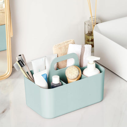Multiuse Caddy Organizer with Handle, Portable Divided Plastic Tote Bin - Art Craft, Stationary Pen Marker Crayons, Makeup Hair Supplies Storage - Bathroom, Classroom, Dorm, Office, Desk Holder -Black