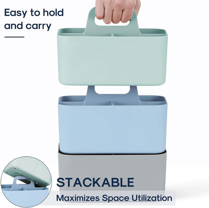 Multiuse Caddy Organizer with Handle, Portable Divided Plastic Tote Bin - Art Craft, Stationary Pen Marker Crayons, Makeup Hair Supplies Storage - Bathroom, Classroom, Dorm, Office, Desk Holder -Black