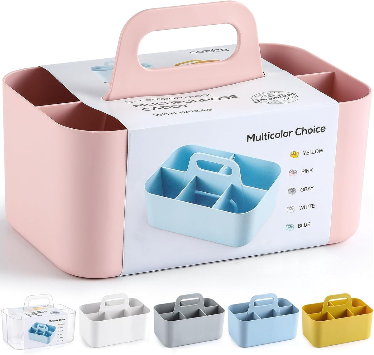 Multiuse Caddy Organizer with Handle, Portable Divided Plastic Tote Bin - Art Craft, Stationary Pen Marker Crayons, Makeup Hair Supplies Storage - Bathroom, Classroom, Dorm, Office, Desk Holder -Black