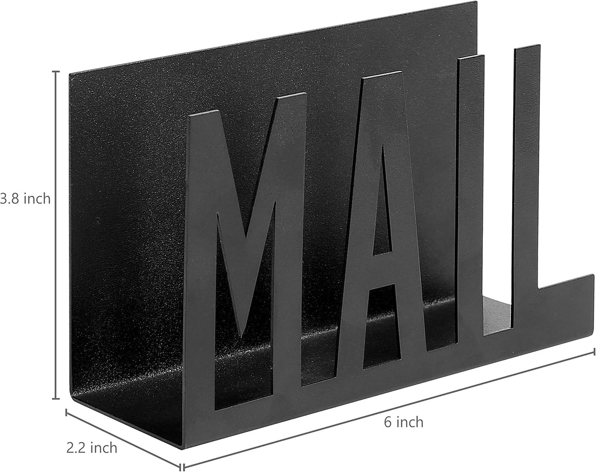 MyGift Modern Black Mail Holder Organizer with Cutout MAIL Lettering Design