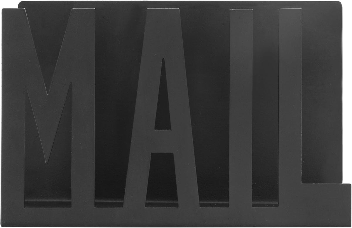 MyGift Modern Black Mail Holder Organizer with Cutout MAIL Lettering Design