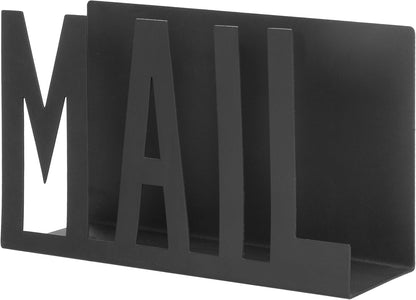 MyGift Modern Black Mail Holder Organizer with Cutout MAIL Lettering Design