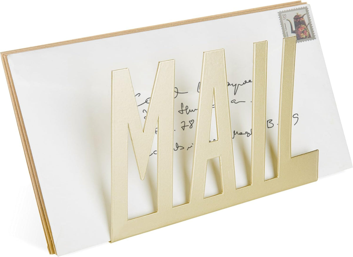MyGift Modern Black Mail Holder Organizer with Cutout MAIL Lettering Design