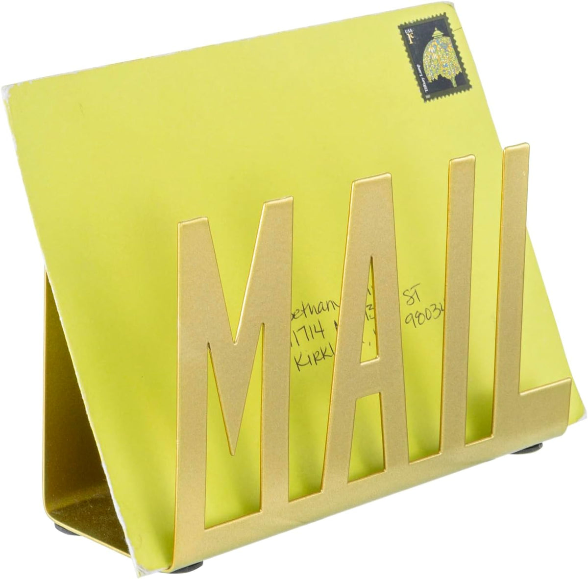 MyGift Modern Black Mail Holder Organizer with Cutout MAIL Lettering Design