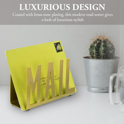 MyGift Modern Black Mail Holder Organizer with Cutout MAIL Lettering Design