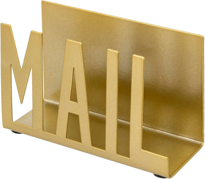 MyGift Modern Black Mail Holder Organizer with Cutout MAIL Lettering Design