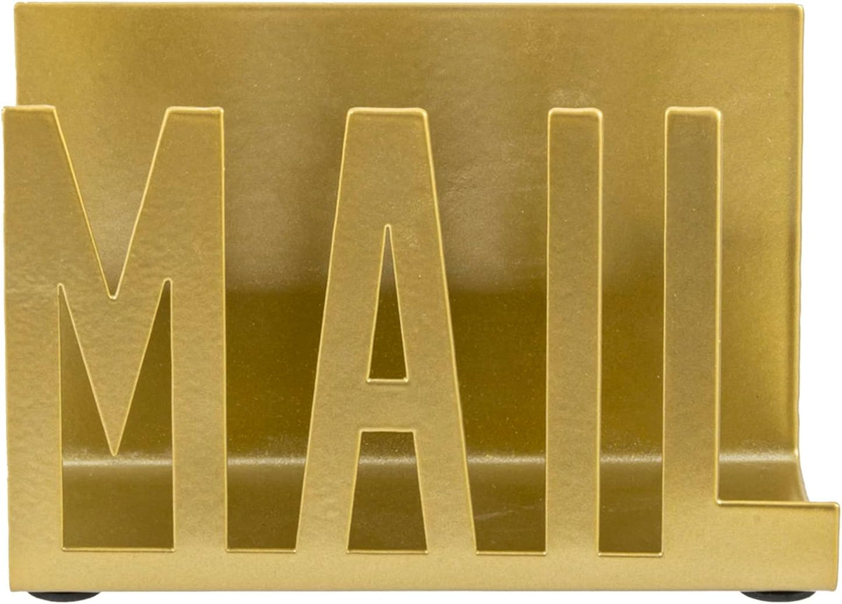 MyGift Modern Black Mail Holder Organizer with Cutout MAIL Lettering Design
