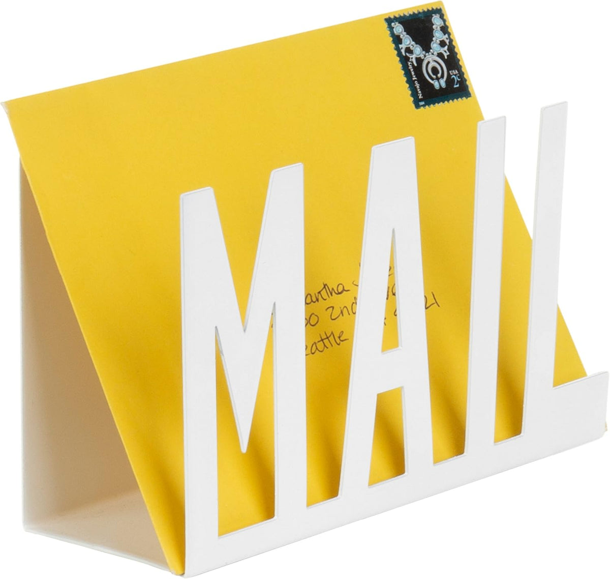 MyGift Modern Black Mail Holder Organizer with Cutout MAIL Lettering Design