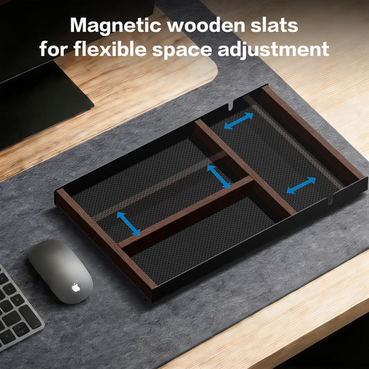 Valet Tray For Men With Magnetic Wooden Strip*2,Can Freely Adjustable Space