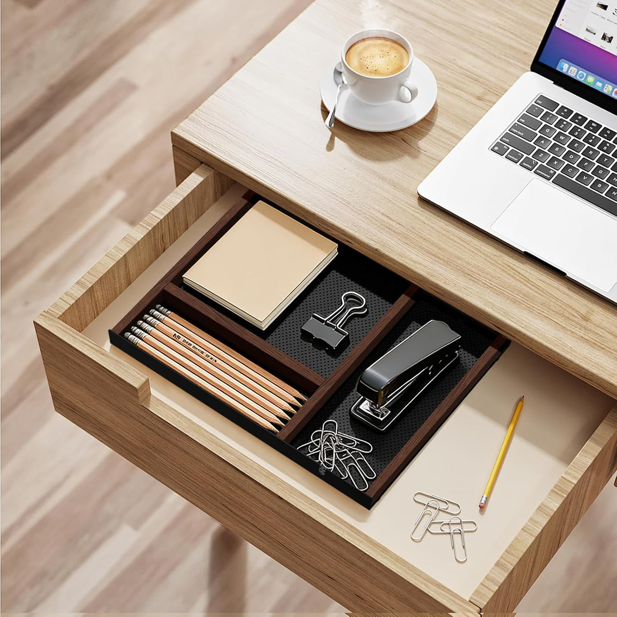 Valet Tray For Men With Magnetic Wooden Strip*2,Can Freely Adjustable Space