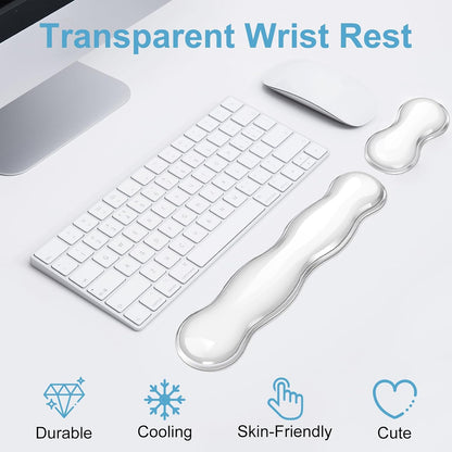 Gel Keyboard Wrist Rest Set - Ergonomic Computer Desk Pad for Typing Pain Relief, Cute Silicone Cushion for Support Hand & Arm, Comfortable Wrist Rest for Gaming Laptop Office & Home Accessories