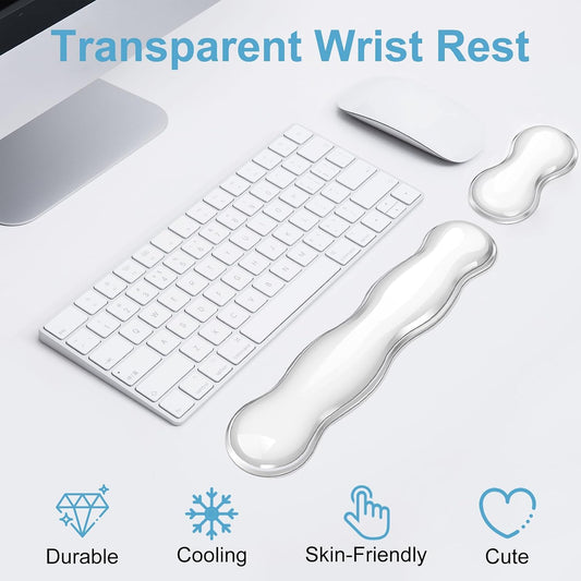 Gel Keyboard Wrist Rest Set - Ergonomic Computer Desk Pad for Typing Pain Relief, Cute Silicone Cushion for Support Hand & Arm, Comfortable Wrist Rest for Gaming Laptop Office & Home Accessories