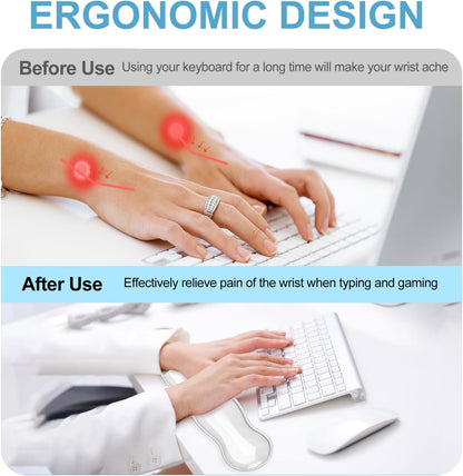 Gel Keyboard Wrist Rest Set - Ergonomic Computer Desk Pad for Typing Pain Relief, Cute Silicone Cushion for Support Hand & Arm, Comfortable Wrist Rest for Gaming Laptop Office & Home Accessories