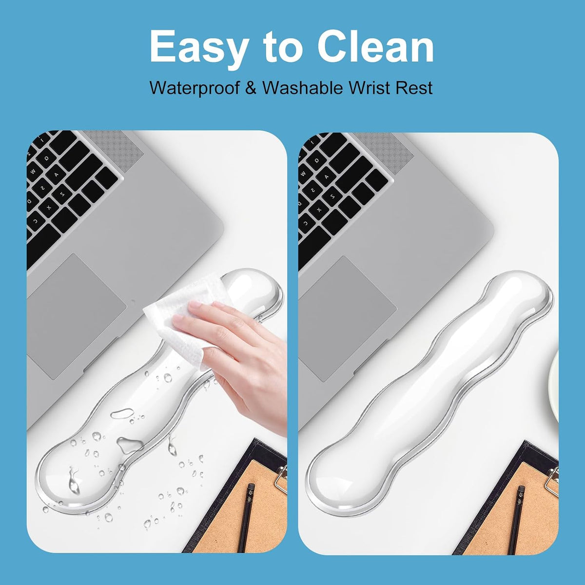 Gel Keyboard Wrist Rest Set - Ergonomic Computer Desk Pad for Typing Pain Relief, Cute Silicone Cushion for Support Hand & Arm, Comfortable Wrist Rest for Gaming Laptop Office & Home Accessories