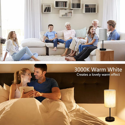Small Table Lamp, Bedside Table Lamp for Bedroom, Lamp for Nightstand with Linen Fabric Shade, Minimalist Modern Desk Lamp for Living Room Office Dorm Kids Room