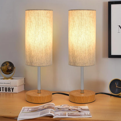 Small Table Lamp, Bedside Table Lamp for Bedroom, Lamp for Nightstand with Linen Fabric Shade, Minimalist Modern Desk Lamp for Living Room Office Dorm Kids Room