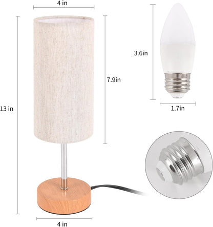 Small Table Lamp, Bedside Table Lamp for Bedroom, Lamp for Nightstand with Linen Fabric Shade, Minimalist Modern Desk Lamp for Living Room Office Dorm Kids Room