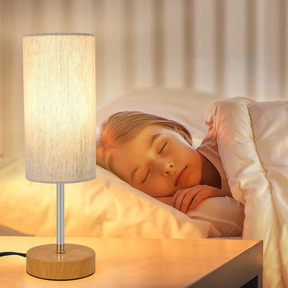 Small Table Lamp, Bedside Table Lamp for Bedroom, Lamp for Nightstand with Linen Fabric Shade, Minimalist Modern Desk Lamp for Living Room Office Dorm Kids Room