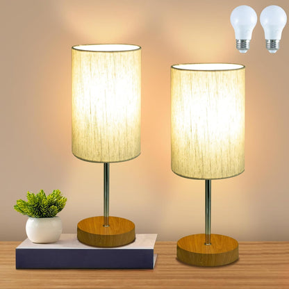 Small Table Lamp, Bedside Table Lamp for Bedroom, Lamp for Nightstand with Linen Fabric Shade, Minimalist Modern Desk Lamp for Living Room Office Dorm Kids Room