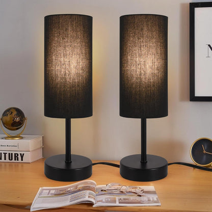 Small Table Lamp, Bedside Table Lamp for Bedroom, Lamp for Nightstand with Linen Fabric Shade, Minimalist Modern Desk Lamp for Living Room Office Dorm Kids Room